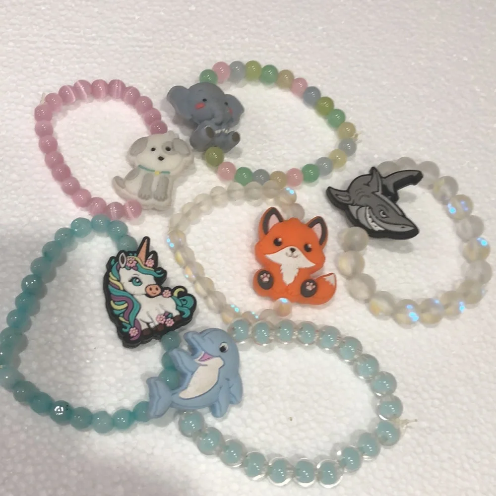 Animal Charm Beaded Bracelets bundle of 6